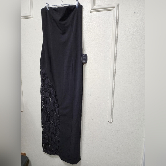 Lulus Irresistible Attitude Black Strapless Lace Column Maxi Dress L Wedding - Picture 7 of 11